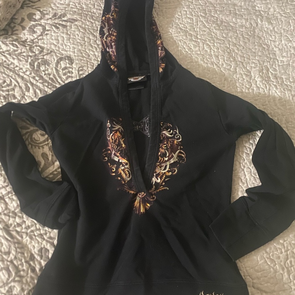Harley-Davidson Black Hoodie with Gold Design